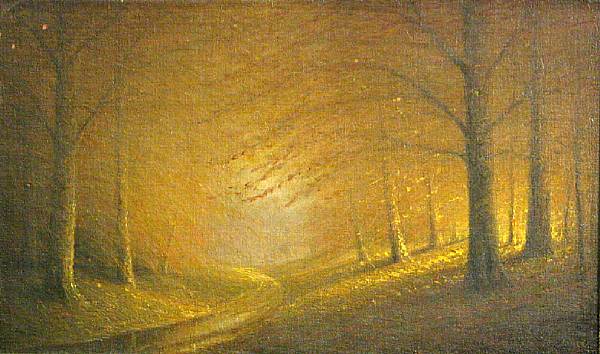 Appraisal: Harvey Joiner American - Autumn light upon a wooded path