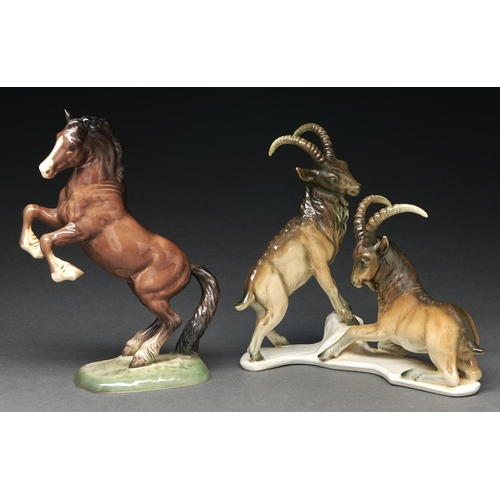 Appraisal: A Karl Ens group of deer and a Beswick model