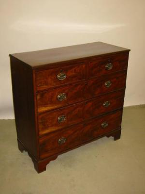 Appraisal: A MAHOGANY CHEST with reeded edged top two short over