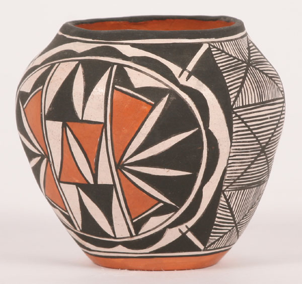 Appraisal: Acoma painted pottery vase with extensive black and white geometric