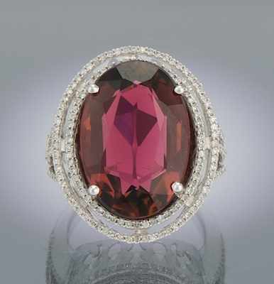 Appraisal: A Ladies' Diamond and Tourmaline Ring k white gold ring