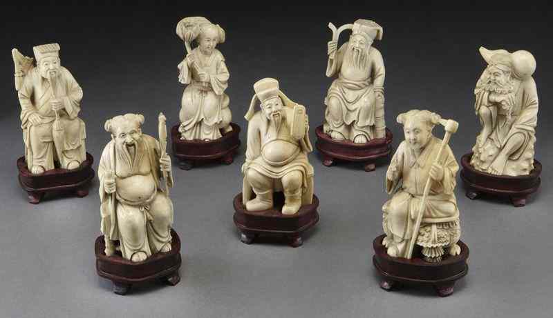 Appraisal: Chinese carved ivory immortals International buyers should note that several