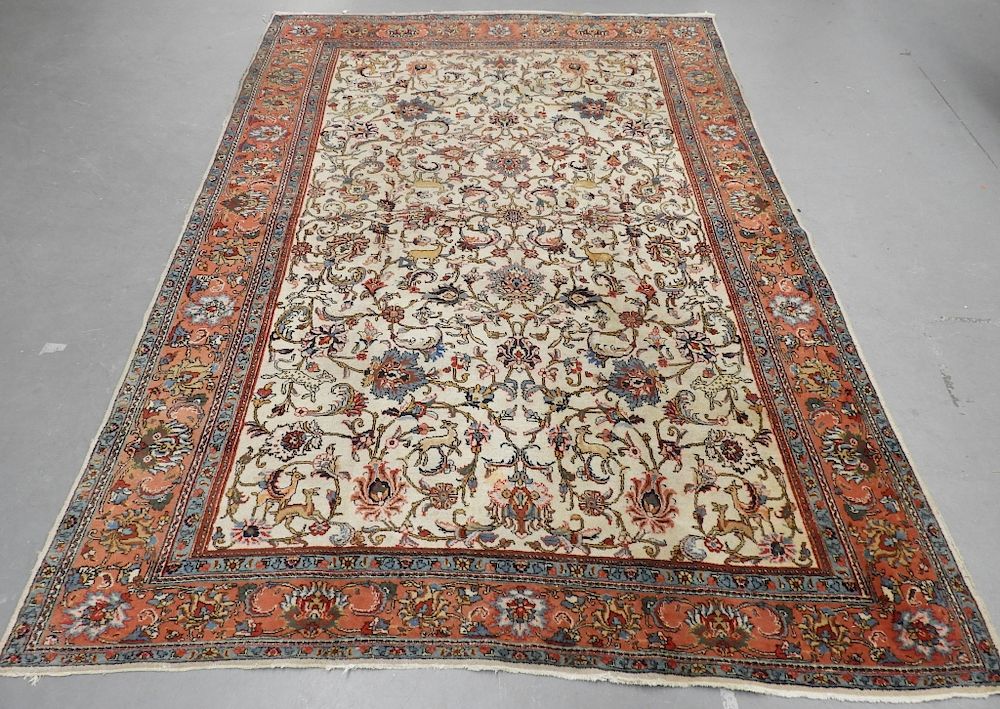 Appraisal: LG Persian Scenic Animal Room Size Carpet Rug Persia Mid