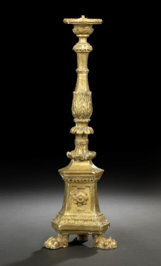 Appraisal: Italian Giltwood Altar Stick in the neoclassical taste the standard