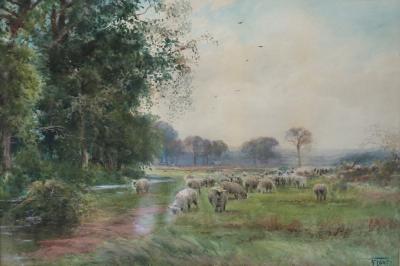 Appraisal: Henry Charles Fox - Flock of Sheep signed and dated