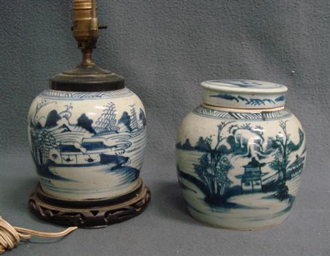 Appraisal: Canton Chinese porcelain ginger jars one converted to a lamp