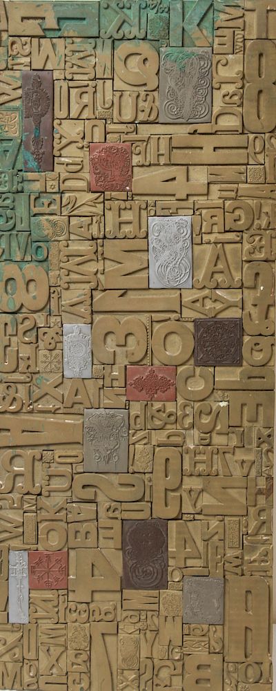 Appraisal: Giovanni Schoeman Type Letters Sculpture Plaque Giovanni Schoeman South African