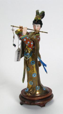 Appraisal: Cast Metal Statue of Asian Woman in ceremonial dress with