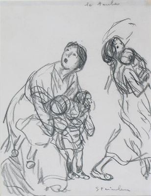 Appraisal: Theophile-Alexandre Steinlen Swiss French - Mothers and Children Pencil x