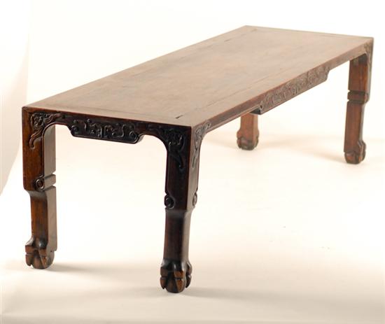 Appraisal: A Chinese Low Table of exotic woods having a banded