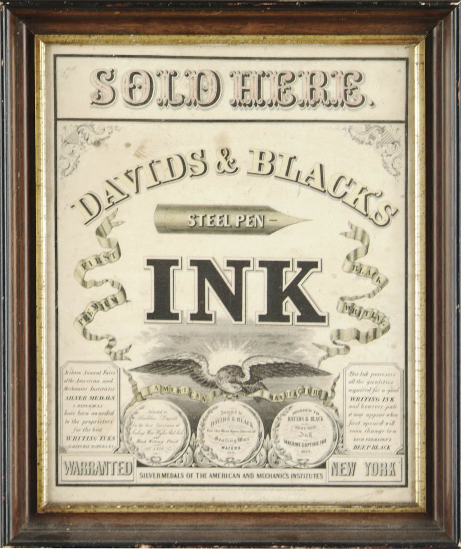 Appraisal: DAVIDS BLACK'S INK LITHOGRAPH The earliest known dated sign Extremely