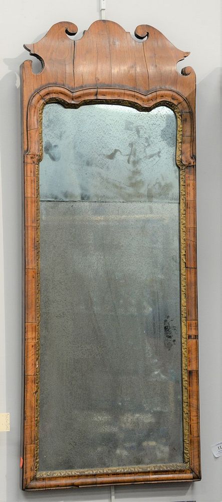 Appraisal: Queen Anne Walnut Two-Part Mirror having scrolled crest molded mirror