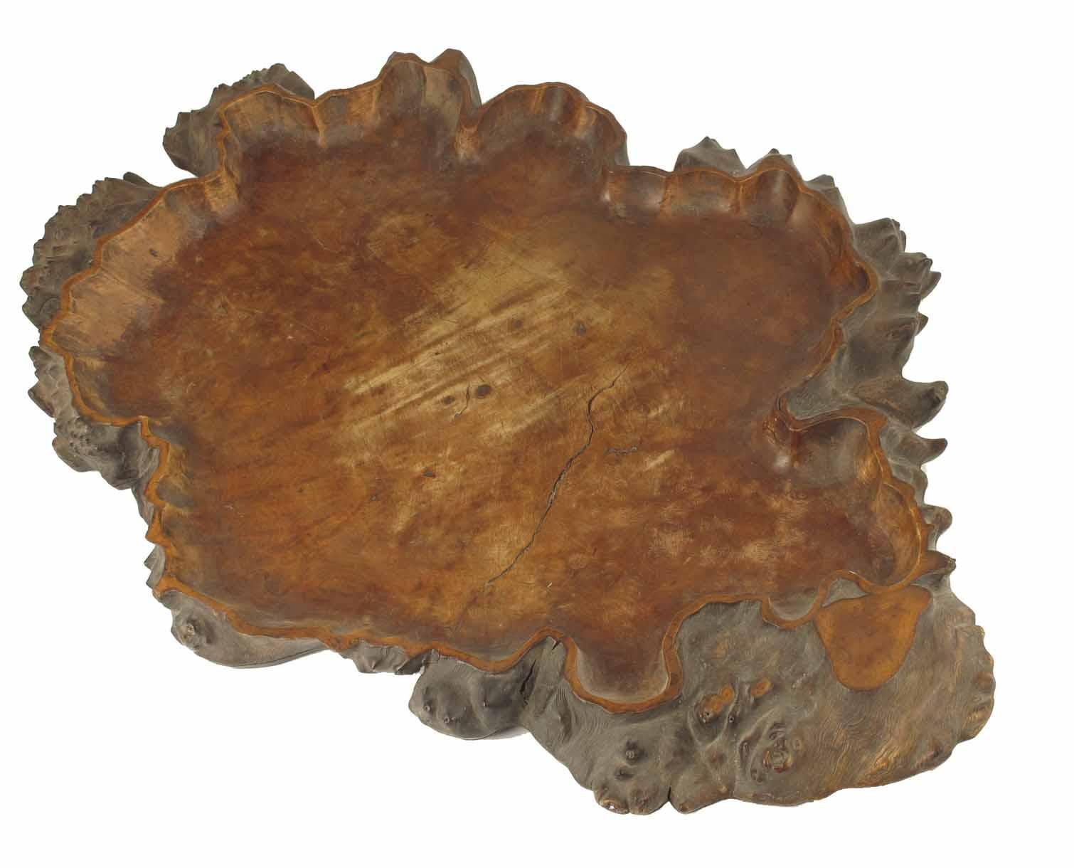 Appraisal: A Japanese burr wood root shallow bowl