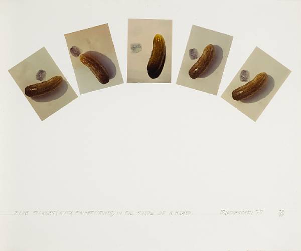 Appraisal: John Baldessari American born Five Pickles with Fingerprints in the