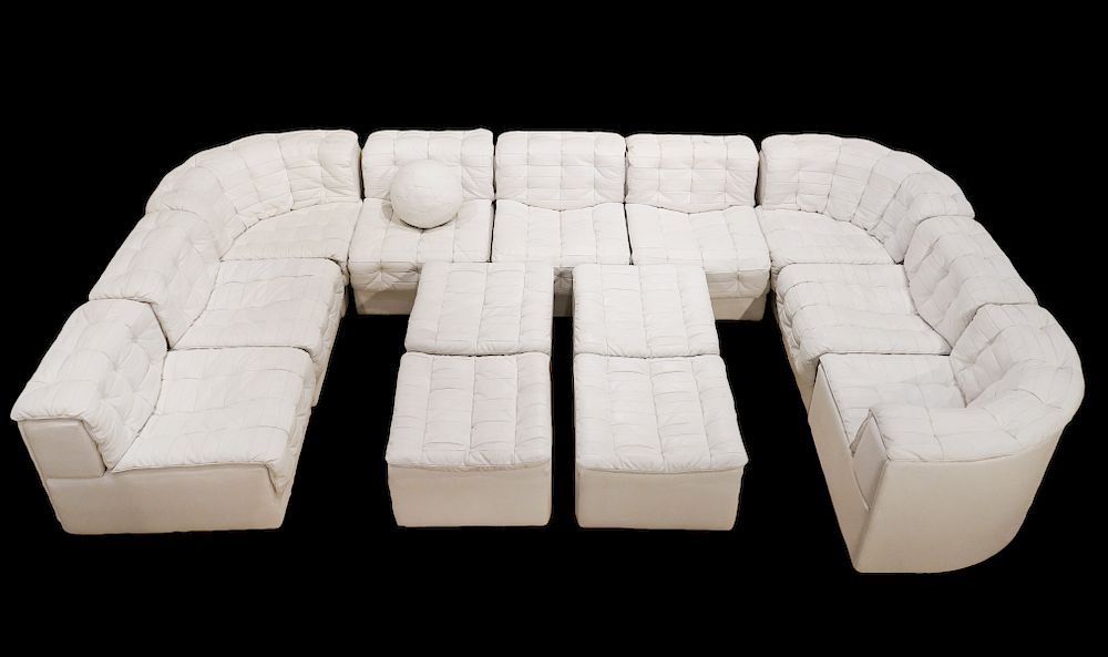 Appraisal: Stendig DeSede Patchwork White Leather Sofa Stendig 'Made in Switzerland'