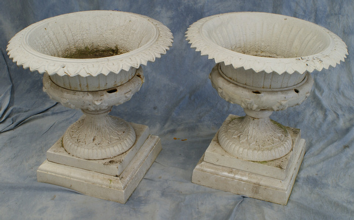 Appraisal: Pair of section cast iron planters fountains garden decoration no