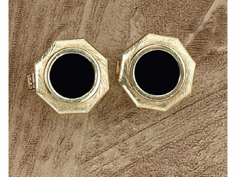 Appraisal: ONYX CUFF LINKS k yellow gold with octagon shape and