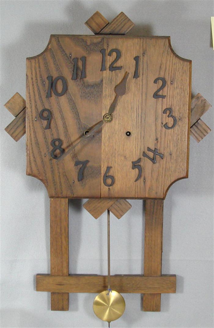 Appraisal: Gilbert Mission oak wall clock t s missing back board