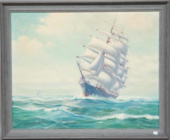 Appraisal: FERNANDEZ SILVA Oil on canvas Sailing Vessel Signed lower right