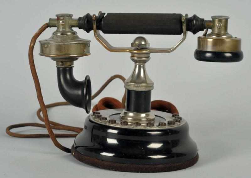 Appraisal: Connecticut -Station Cradle Telephone Circa Black and nickel Marked on