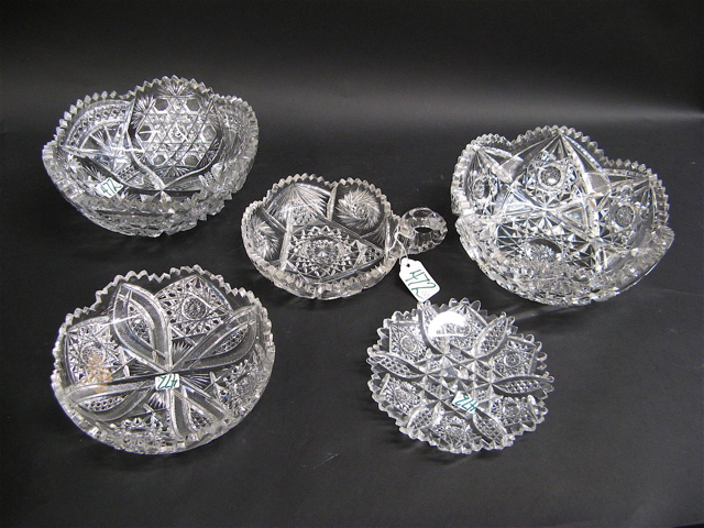 Appraisal: AMERICAN BRILLIANT PERIOD CUT GLASS pieces includes two centerpiece bowls