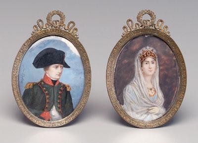 Appraisal: Pair Napoleonic miniature portraits one of Napoleon signed quot Jane