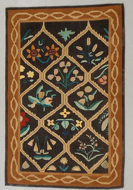 Appraisal: Colorful Grenfell woven carpet c with floral decoration and original