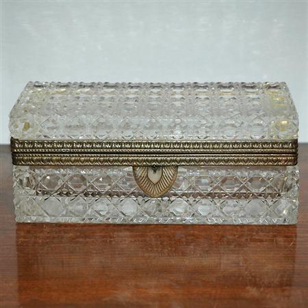 Appraisal: Gilt-Metal Mounted Cut Glass Rectangular Box Estimate -