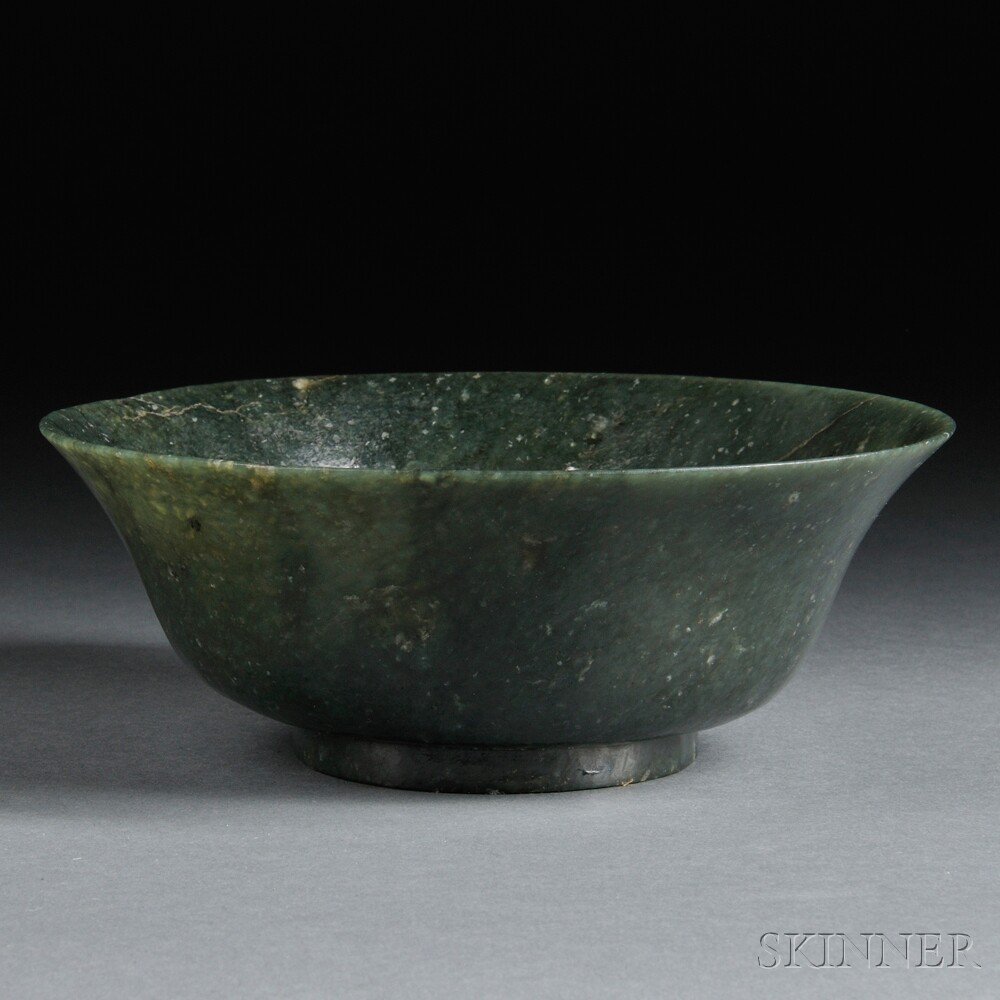 Appraisal: Hardstone Bowl China th th century possibly made of chloromelanite