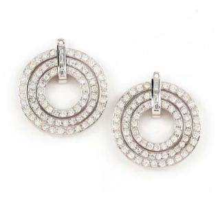 Appraisal: KT White Gold Earring Drops the drops in a concentric