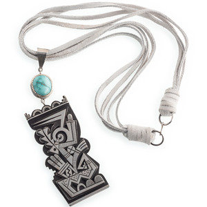 Appraisal: Michael Kabotie Lomawywesa Hopi - Silver and Turquoise Pendant on