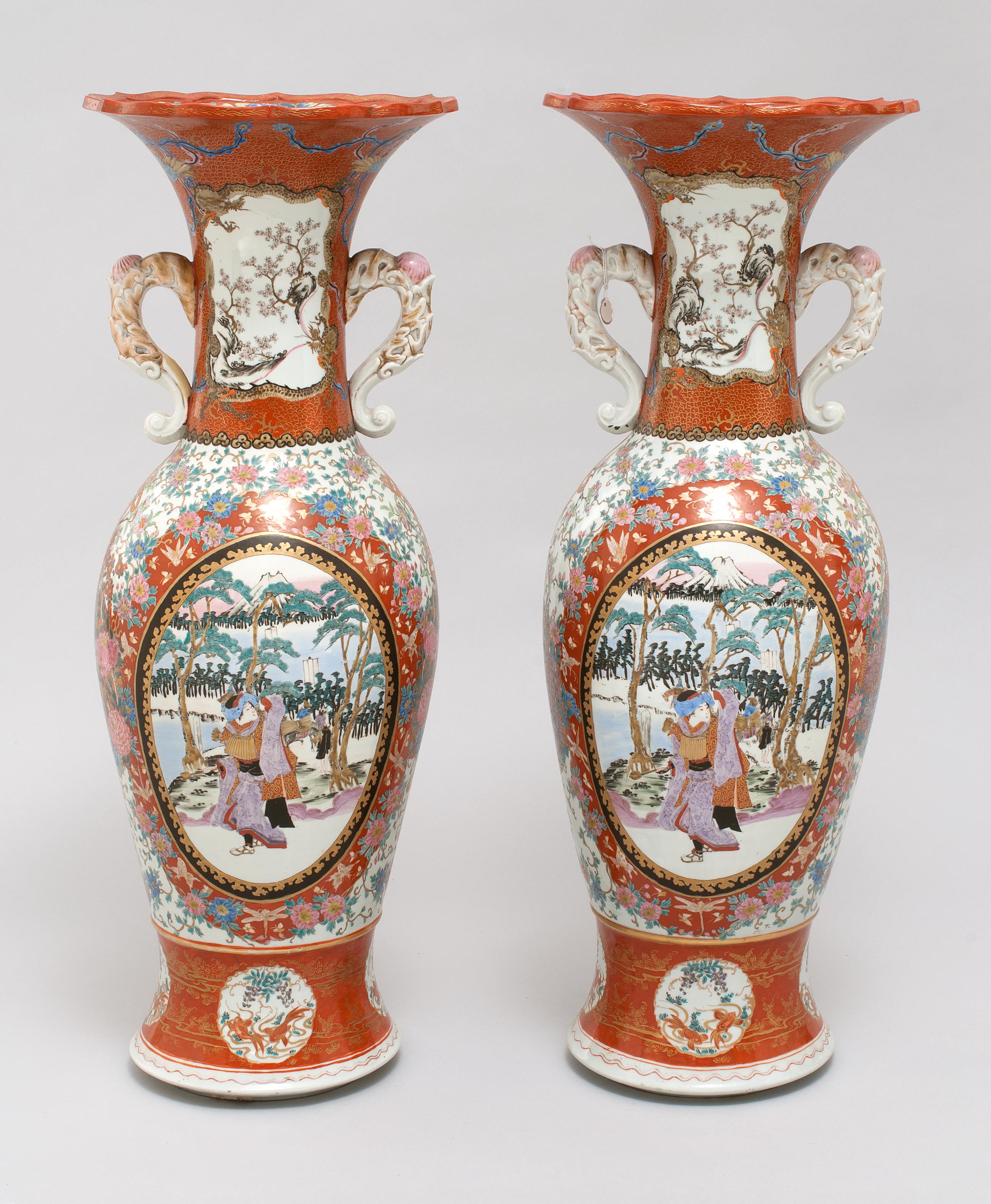 Appraisal: PAIR OF IMARI PORCELAIN VASES Meiji PeriodIn baluster form with