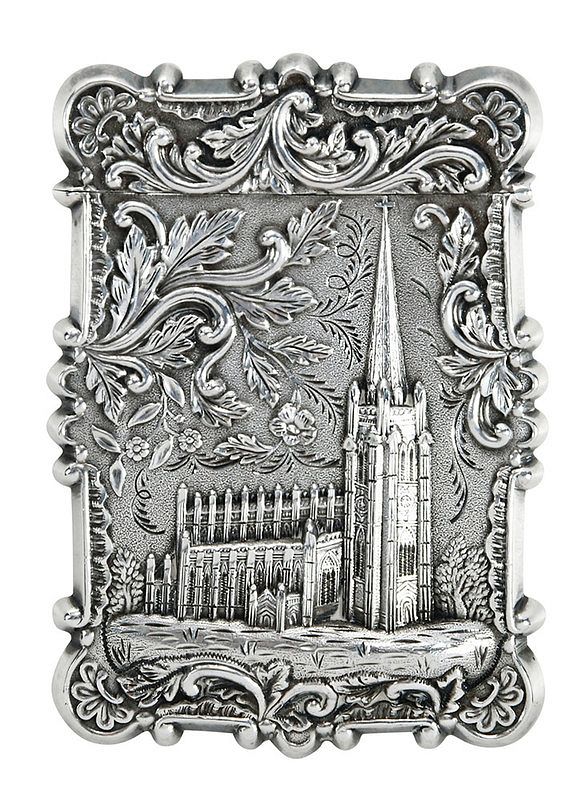 Appraisal: New York Trinity Church Coin Silver Card Case American mid-