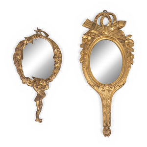 Appraisal: Two French Gilt Bronze Hand Mirrors First Half th Century