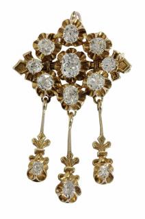 Appraisal: kt Old Mine Cut Diamond Brooch and pendant with oval