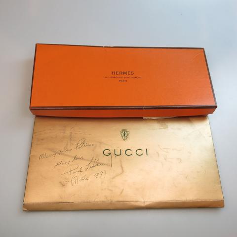 Appraisal: Hermes And Gucci Scarves with the original boxes cm height