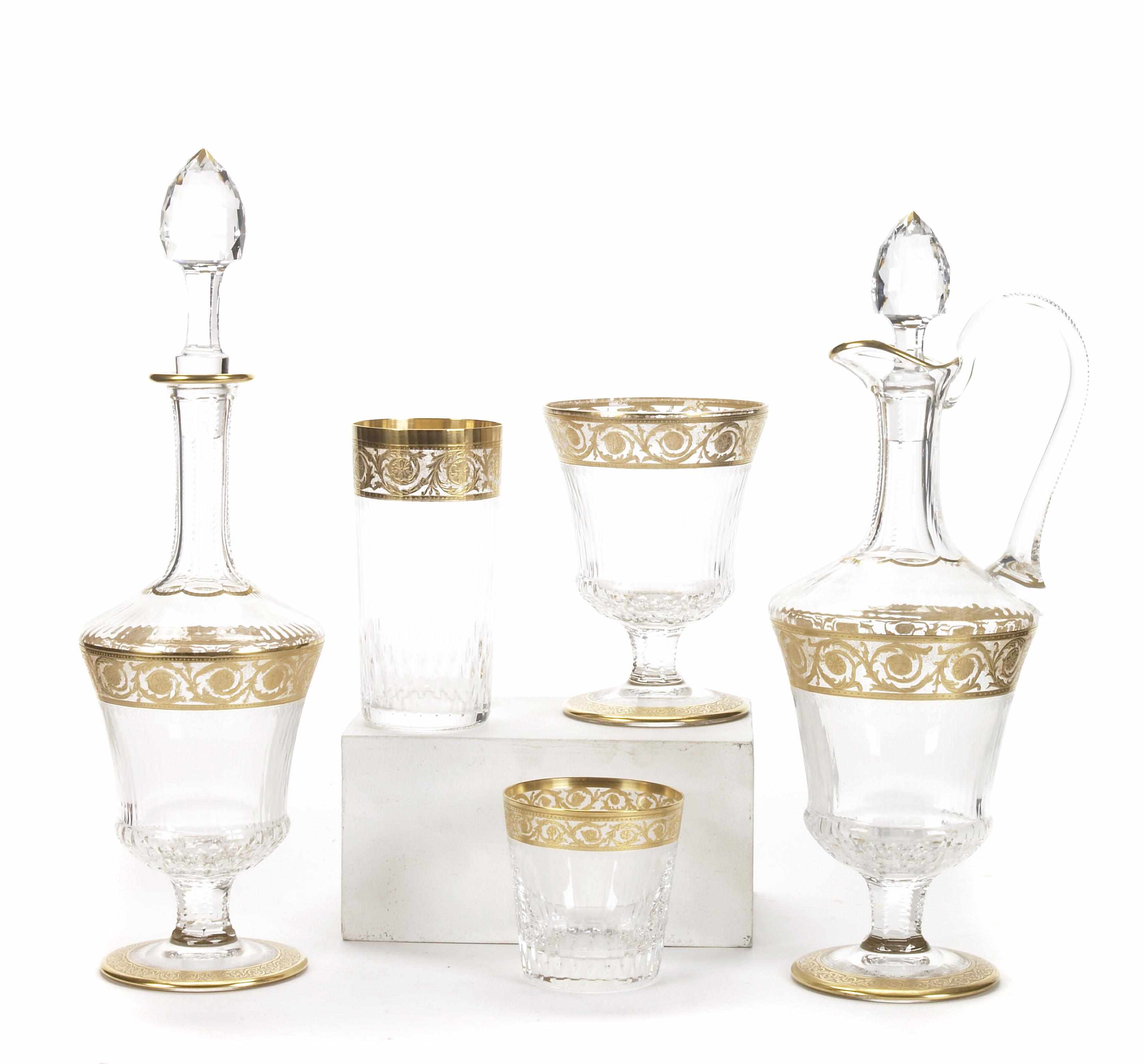 Appraisal: A group of St Louis gilt heightened table glass comprising