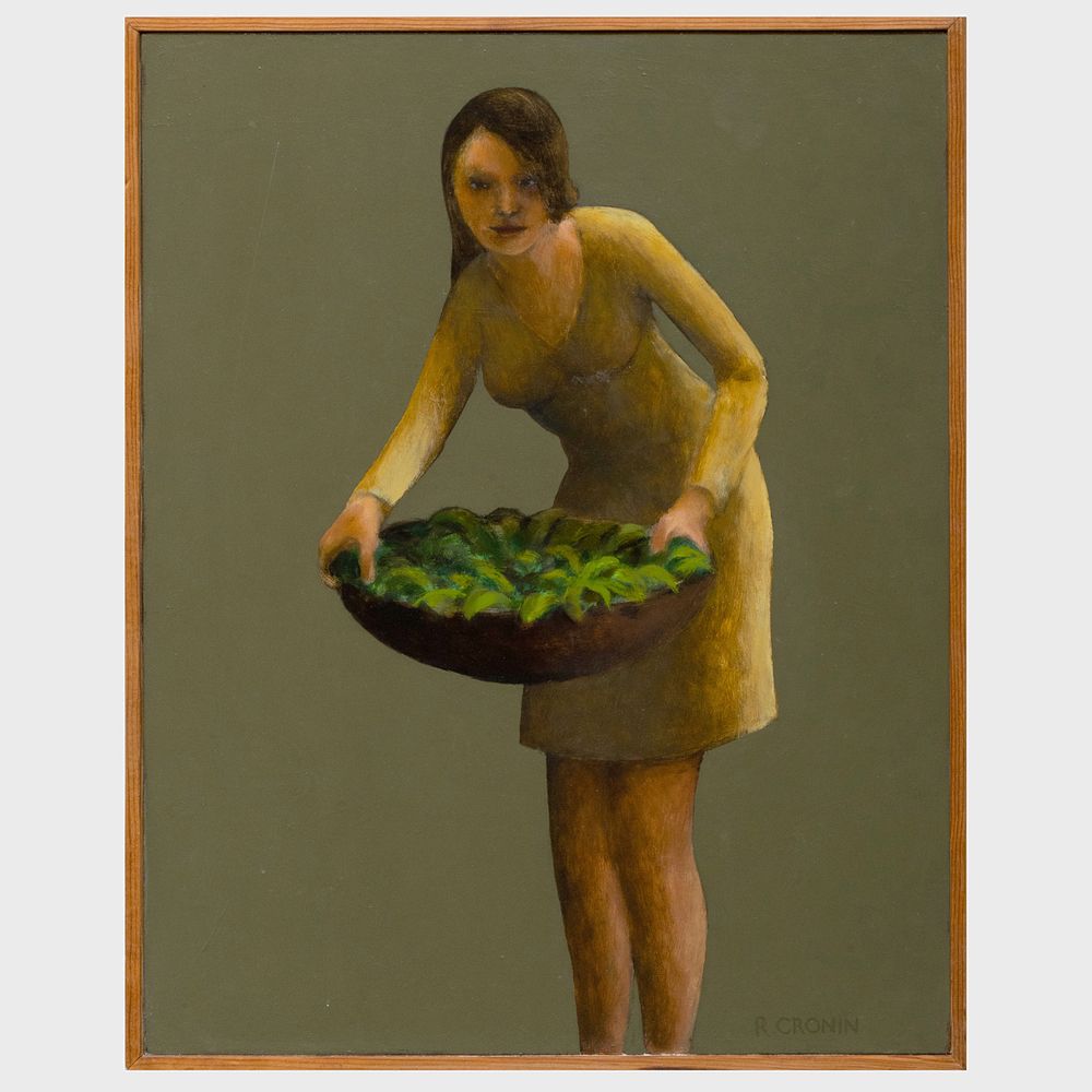 Appraisal: R Cronin Salad Girl Oil on board signed 'R Cronin'