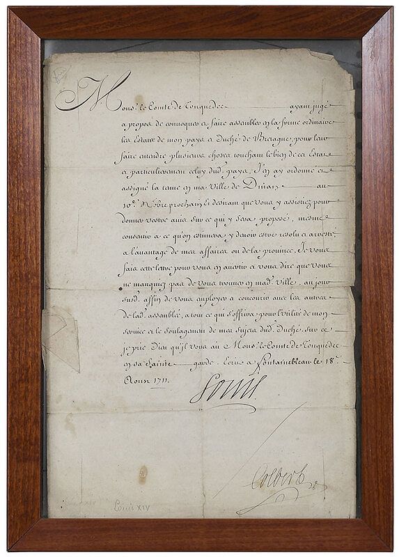 Appraisal: Louis XIV Signed Letter addressed to Mons le Comte de