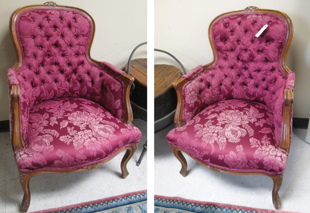 Appraisal: A PAIR OF LOUIS XV STYLE ARMCHAIRS American c s