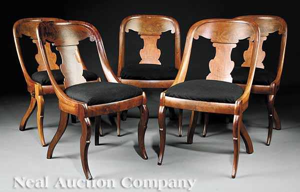 Appraisal: Five American Late Classical Mahogany Gondola Chairs early th c