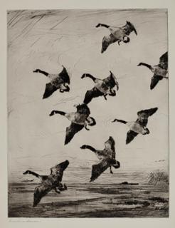 Appraisal: Frank W Benson - Hovering Geese signed Frank W Benson