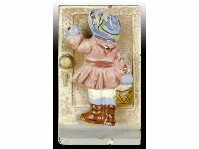 Appraisal: Girl Knocking Cast Iron Doorknocker Description Made by Hubley and