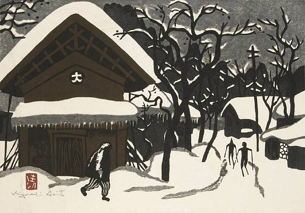 Appraisal: Kiyoshi Saito - Winter in Aizu Three woodblock prints each