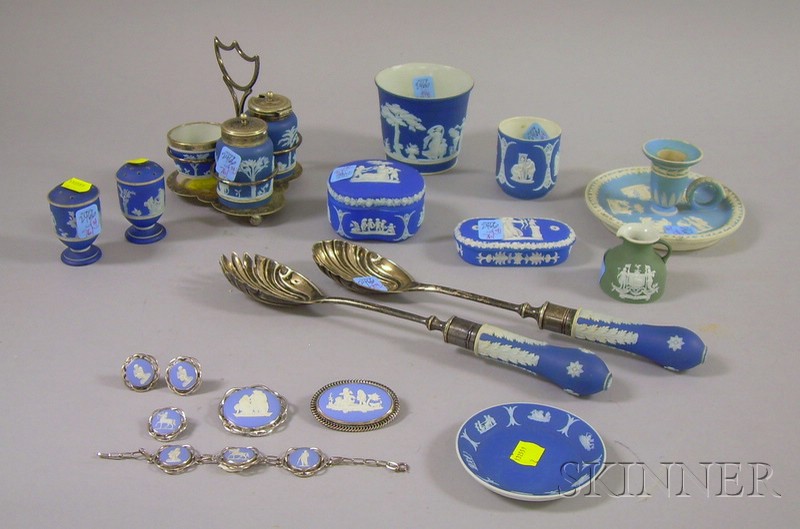 Appraisal: Fourteen Wedgwood Jasper Table Items and Six Wedgwood Jasper Jewelry