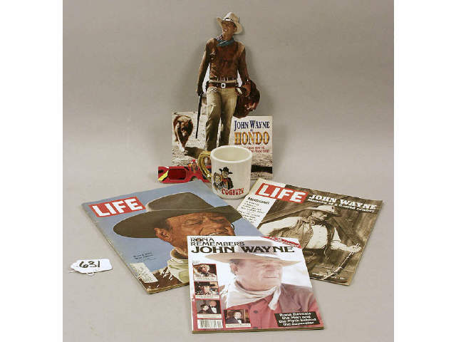 Appraisal: Collection of John Wayne items including Hollywood magazines presentation Rooster