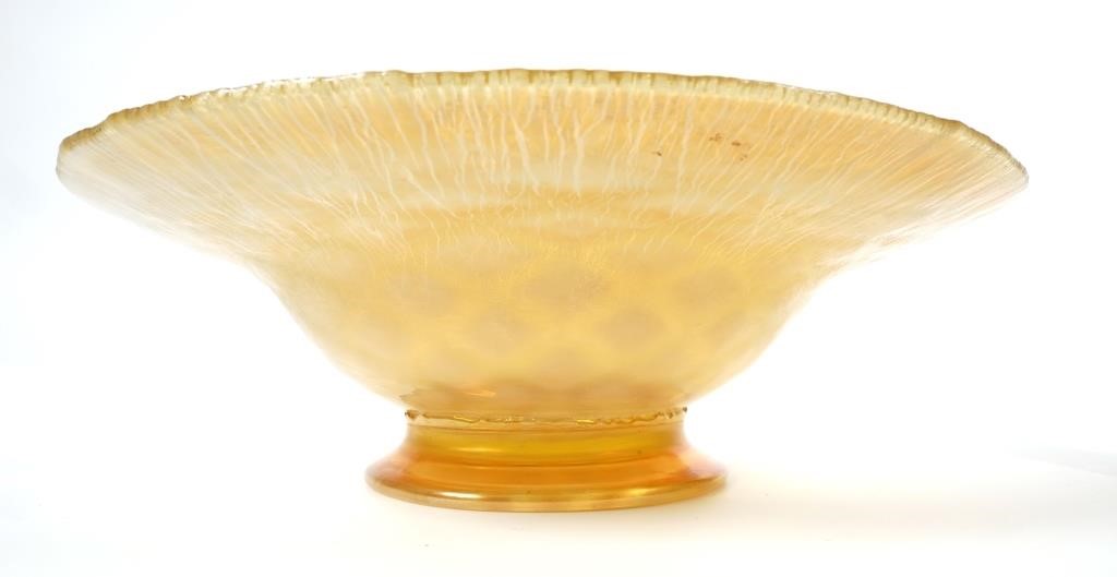 Appraisal: Louis Comfort Tiffany signed Favrile art glass bowl Round with