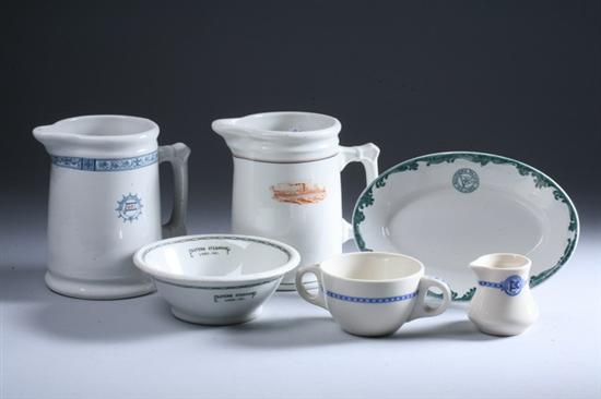 Appraisal: EIGHT PIECES STEAMSHIP TABLEWARE Including Old Dominion Steamship pitcher Eastern