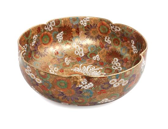 Appraisal: Sale Lot A Japanese Satsuma Bowl with chrysanthemum decoration the