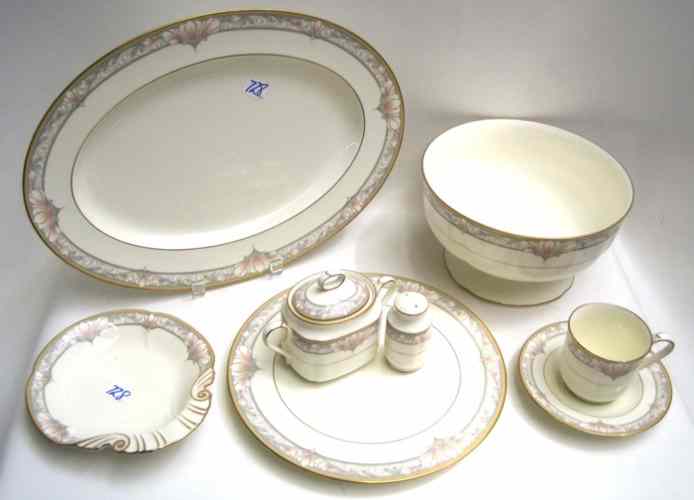 Appraisal: SIXTY PIECE NORITAKE CHINA SET in the ''Barrymore'' pattern comprised